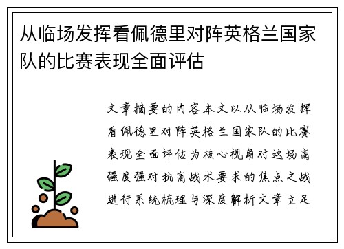 从临场发挥看佩德里对阵英格兰国家队的比赛表现全面评估 从临场发挥看佩德里对阵英格兰国家队的比赛表现全面评估